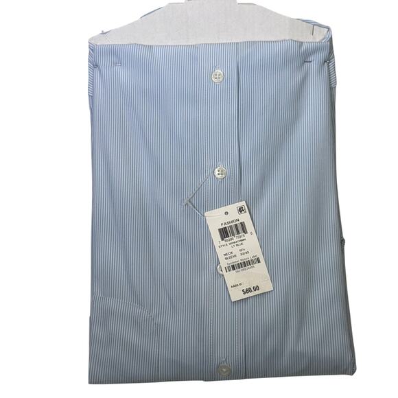 Club Room Men's Regular Fit Traveler Fine Stripe Dress Shirt Blue 15.5 32-33$60 - Picture 5 of 5